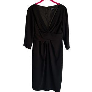 ADRIANNA PAPELL Black V-Neck 3/4 Sleeve‎  Formal Party Ladies Black Dress, 4